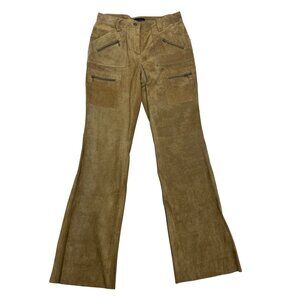 Context Women’s Tan Leather High-Waisted Flared Pants Size 6 - New